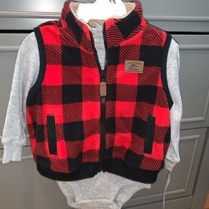 Baby boy plaid vest & onesie